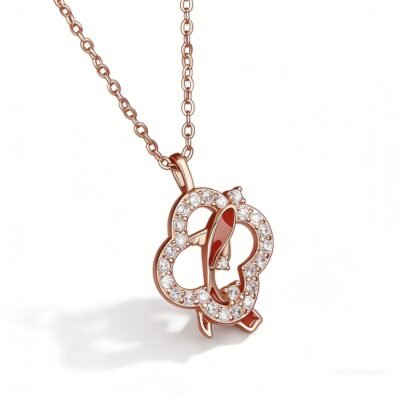 Four-leaf clover and koi fish necklace