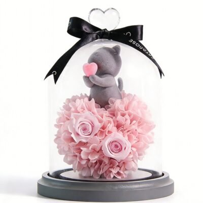Finger Heart Bear Preserved Rose Gift Box