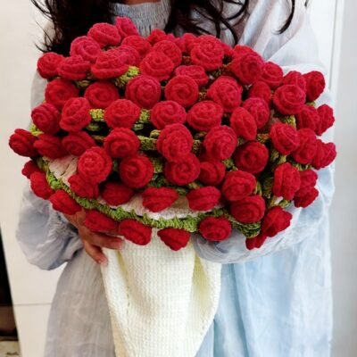 Handmade rose-patterned blanket