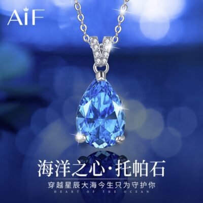 Ocean Heart Blue Topaz Necklace